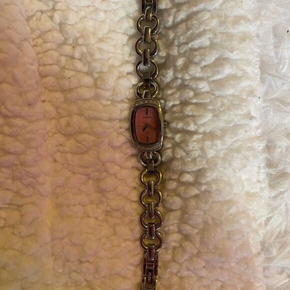 Vintage Fossil Stainless Steel Watch with Pink Face - Picture 1 of 4